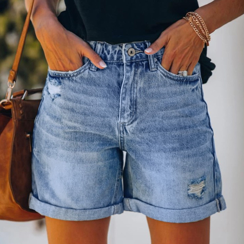 High Waist Wide Leg Short Jeans